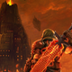 Doom Guy poses like Cloud Strife from Final Fantasy VII Remake's box art.